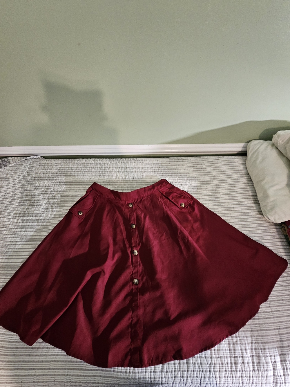 Women's Burgundy Button-Front Circle Skirt